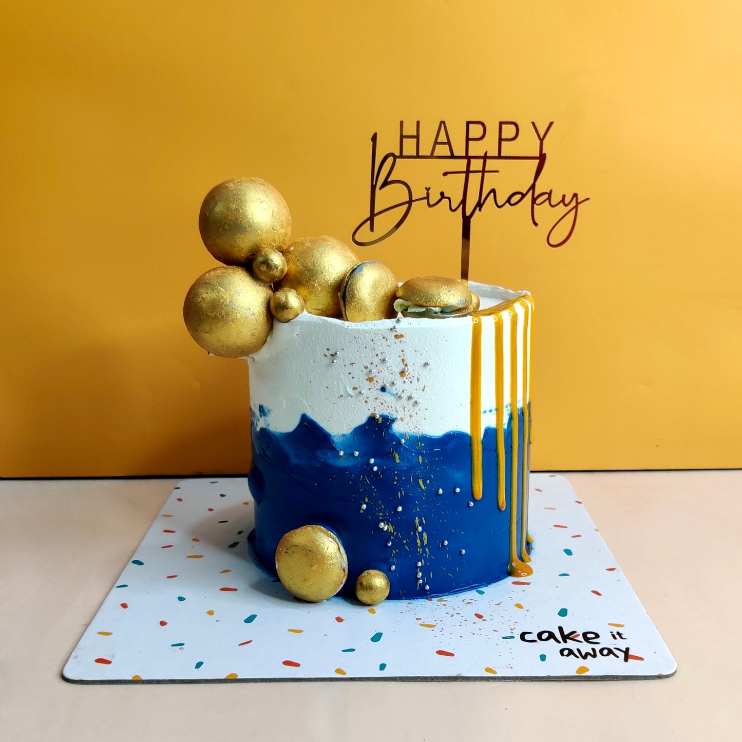 Blue and Gold Cake