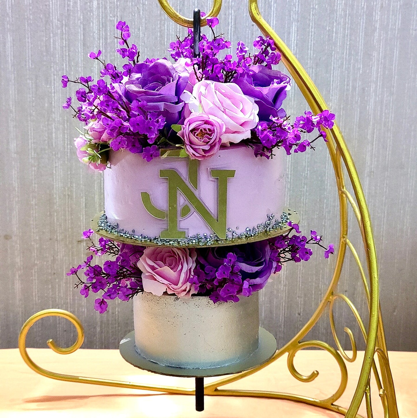 2 Tier Silver and Lavender