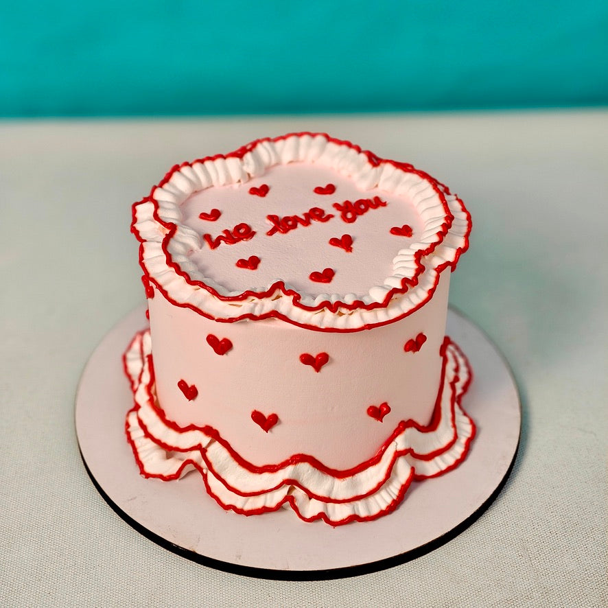 Ruffles Writing Cake