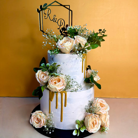 White and Gold Naked Tiered